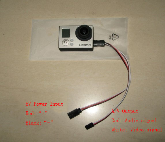 USB to AV Conversion Cable for Gopro3 Camera W/Power Input