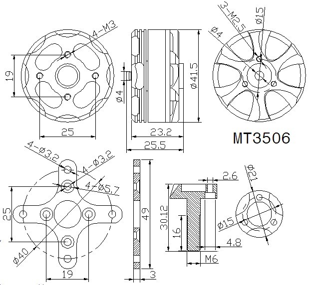 T-Motor MT3506 650KV Outrunner Brushless Motor for Multicopter