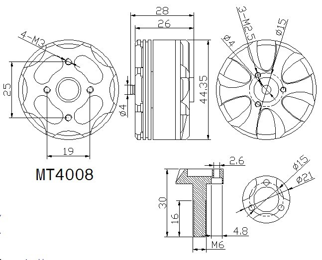T-Motor MT4008 600KV Outrunner Brushless Motor for Multicopter