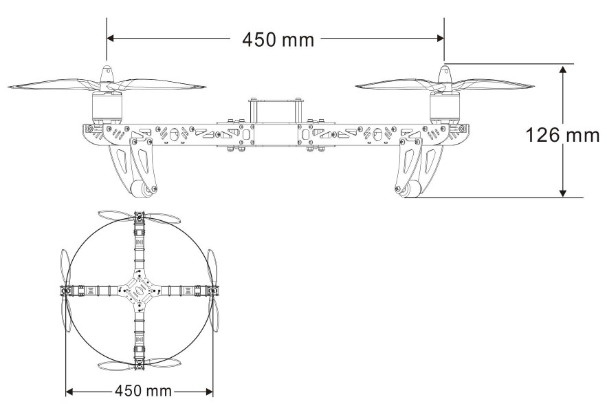 ST450 Four-rotor Aircraft/ Quadcopter (Folding design) Kit Version