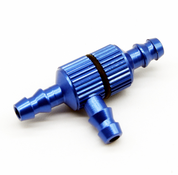 D8 x 3.2 x L28mm Aluminum Tee Fuel Filter Blue